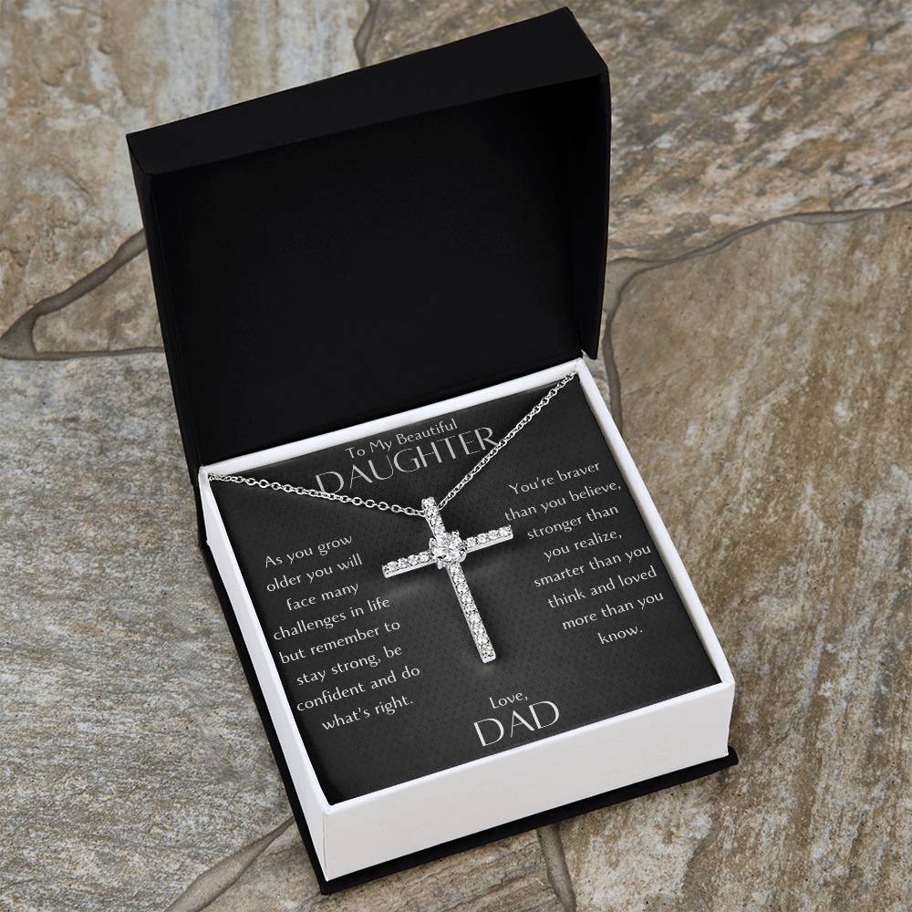 Radiant Cross Necklace for Daughter from Loving Dad