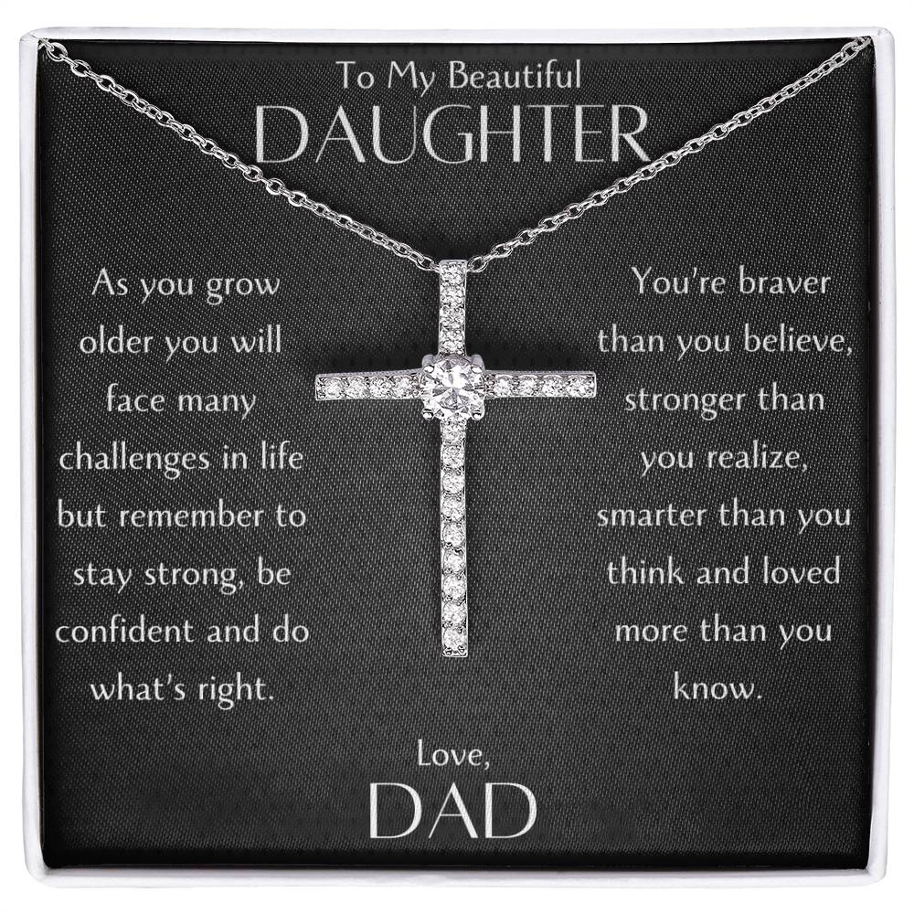 Radiant Cross Necklace for Daughter from Loving Dad