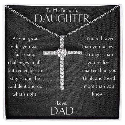 Radiant Cross Necklace for Daughter from Loving Dad