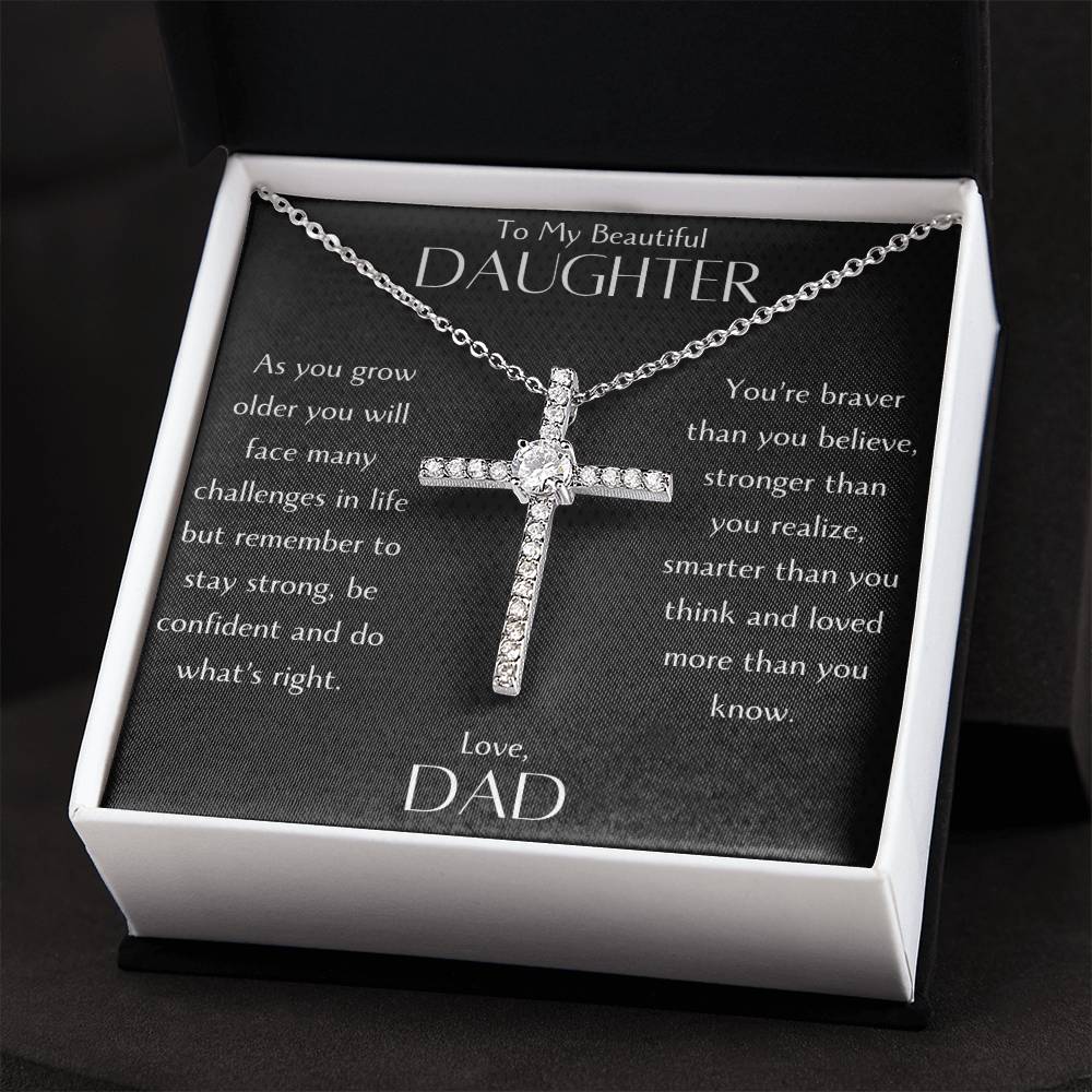 Radiant Cross Necklace for Daughter from Loving Dad