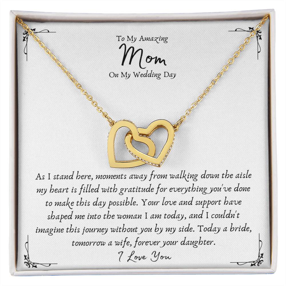 Mother Of The Bride Interlocking Hearts Gift Necklace From Daughter - Wedding Gifts From Bride