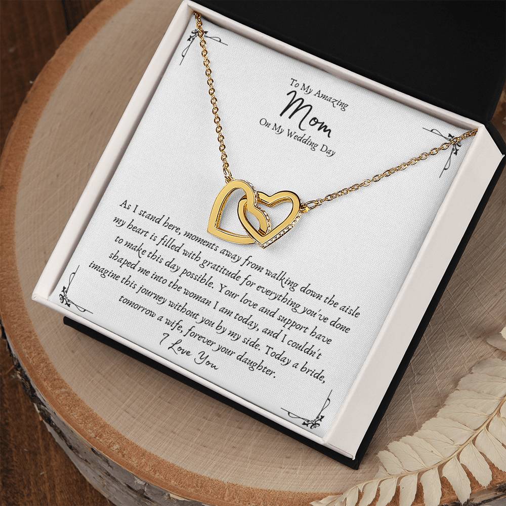 Mother Of The Bride Interlocking Hearts Gift Necklace From Daughter - Wedding Gifts From Bride