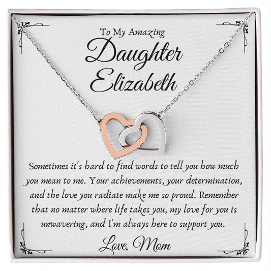 Personalized Interlocking Hearts Necklace for Daughter