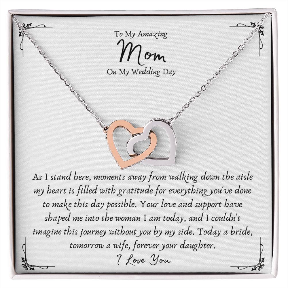 Mother Of The Bride Interlocking Hearts Gift Necklace From Daughter - Wedding Gifts From Bride