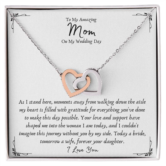 Mother Of The Bride Interlocking Hearts Gift Necklace From Daughter - Wedding Gifts From Bride