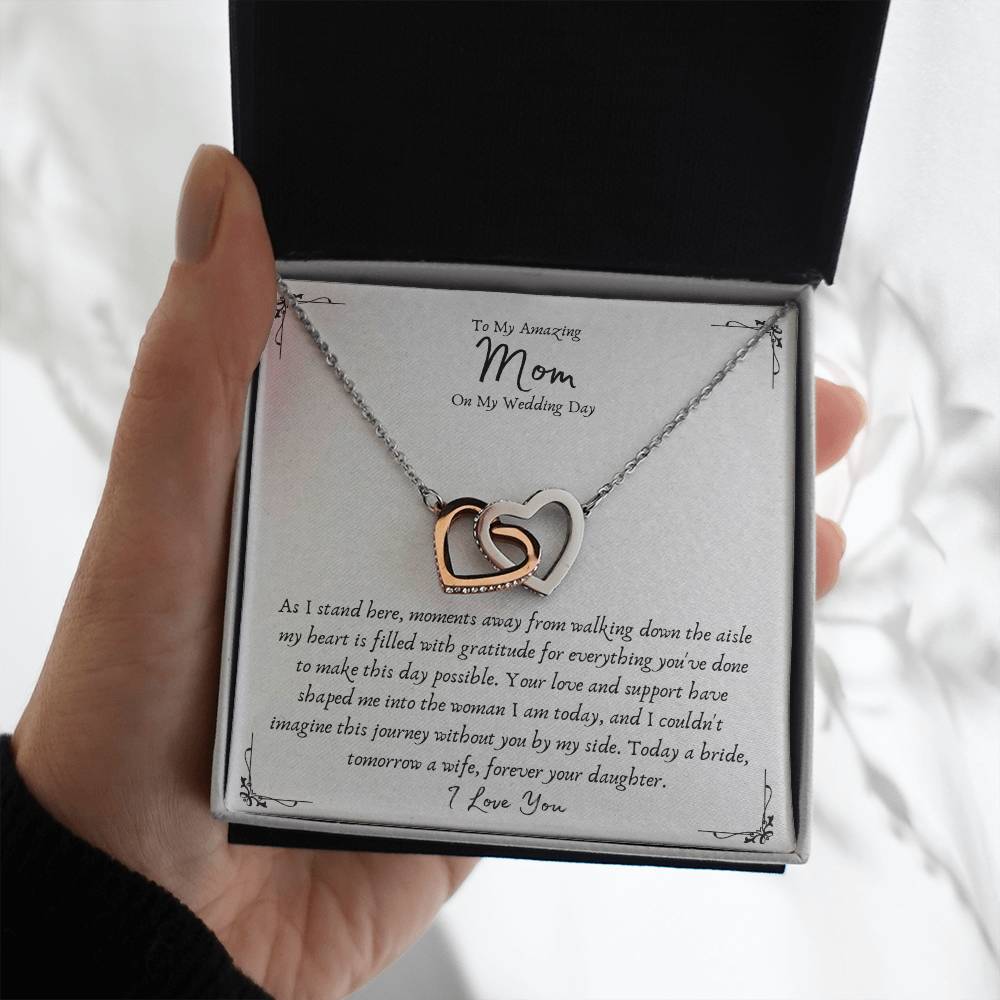 Mother Of The Bride Interlocking Hearts Gift Necklace From Daughter - Wedding Gifts From Bride