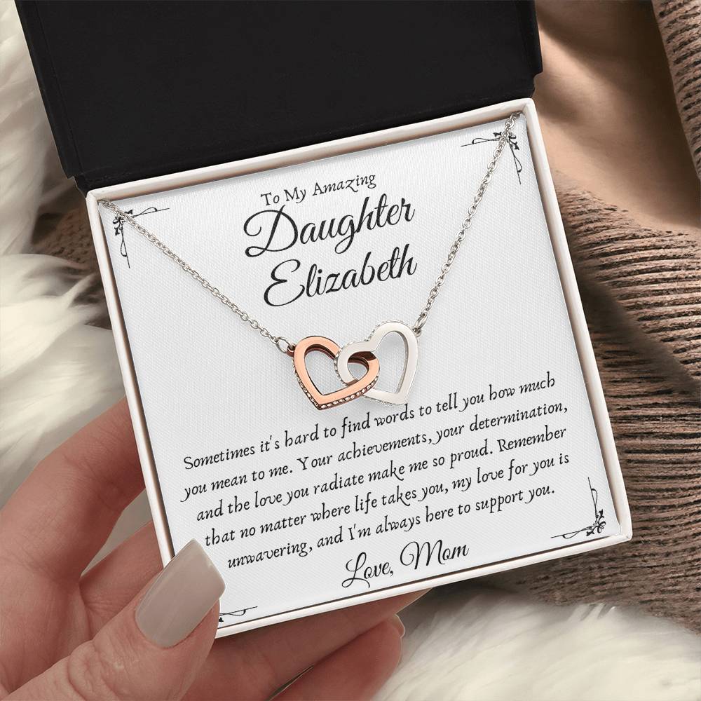 Personalized Interlocking Hearts Necklace for Daughter