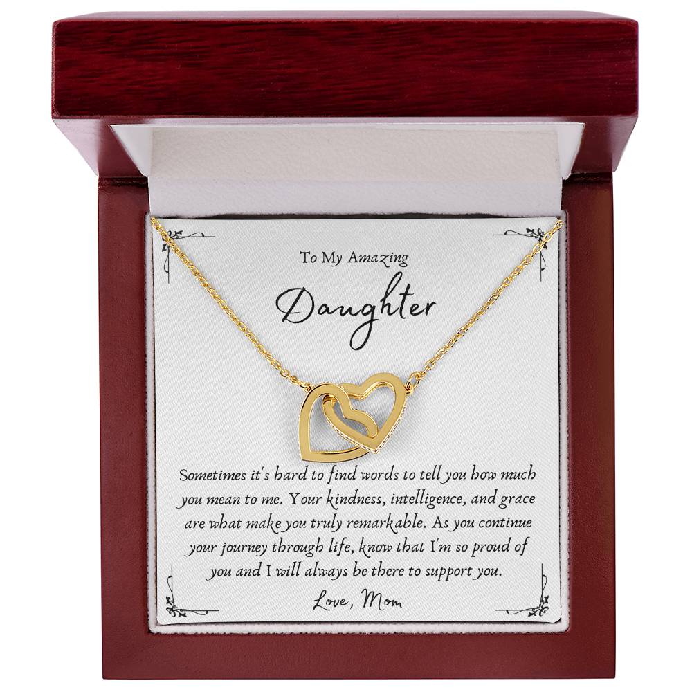 Interlocking Hearts Necklace for Amazing Daughter from Proud Mom