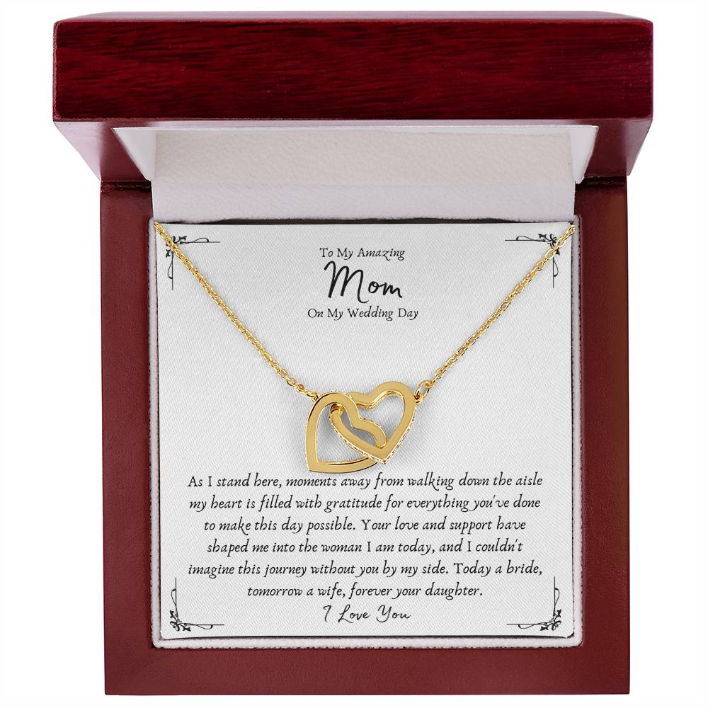 Mother Of The Bride Interlocking Hearts Gift Necklace From Daughter - Wedding Gifts From Bride