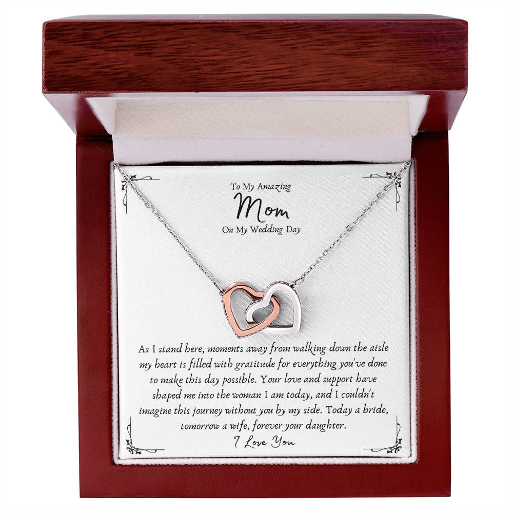 Mother Of The Bride Interlocking Hearts Gift Necklace From Daughter - Wedding Gifts From Bride