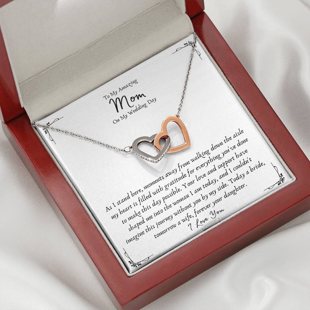 Mother Of The Bride Interlocking Hearts Gift Necklace From Daughter - Wedding Gifts From Bride