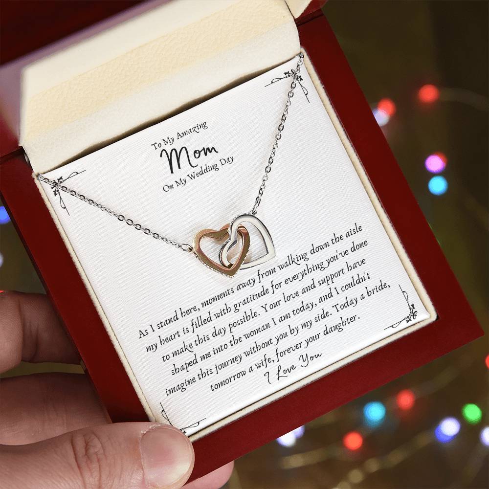 Mother Of The Bride Interlocking Hearts Gift Necklace From Daughter - Wedding Gifts From Bride