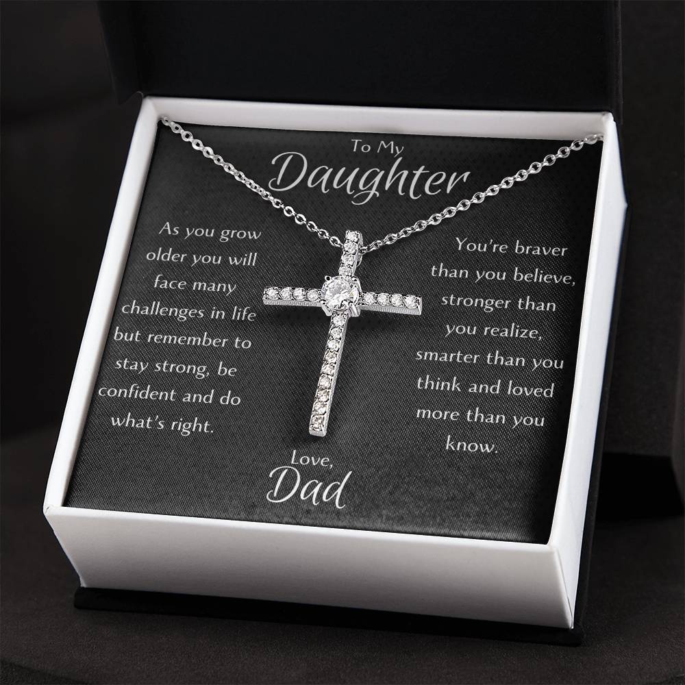 Radiant Cross Necklace for Daughter from Dad