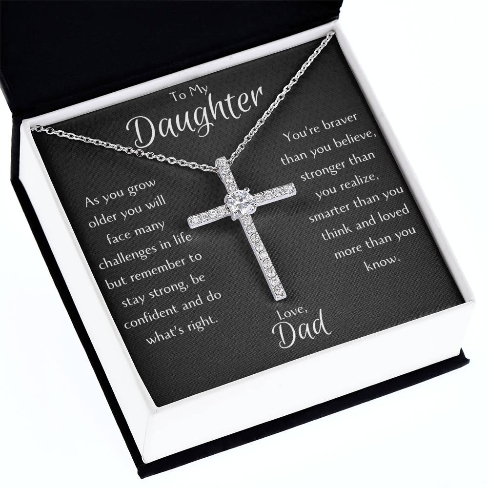 Radiant Cross Necklace for Daughter from Dad