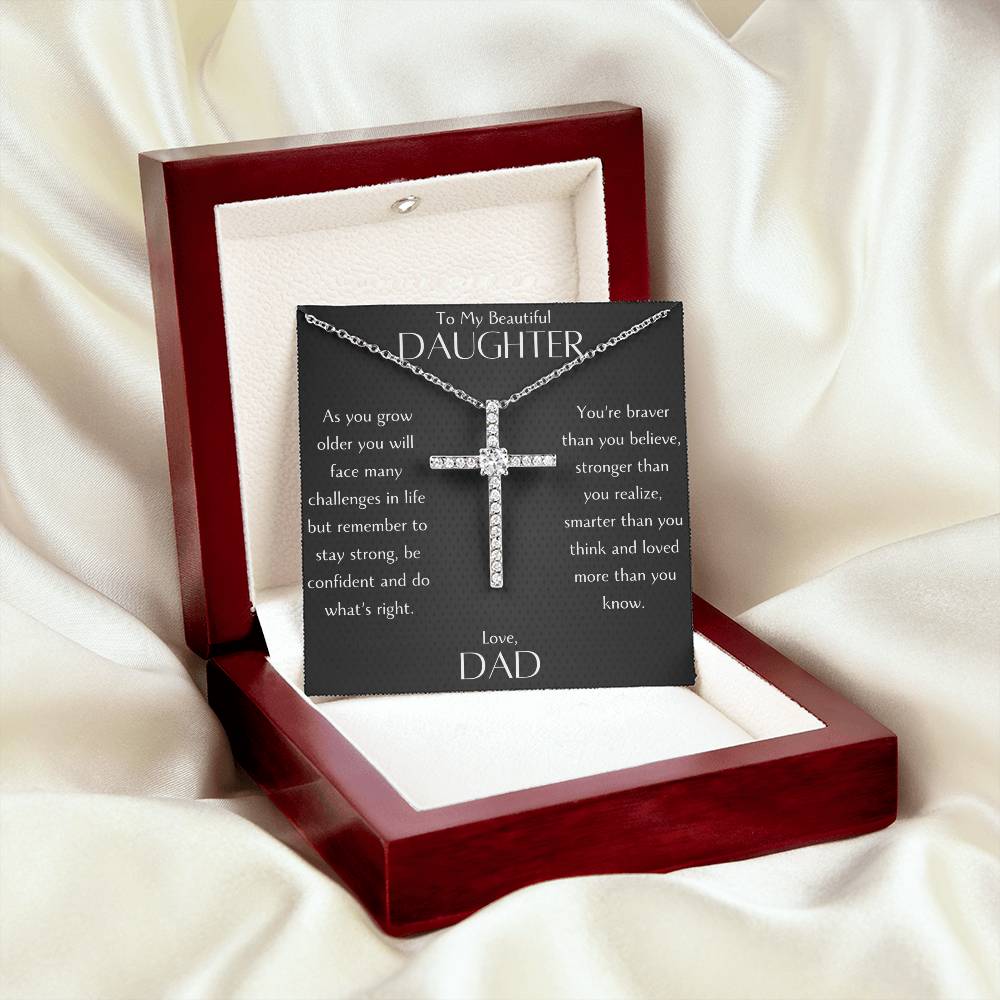 Radiant Cross Necklace for Daughter from Loving Dad