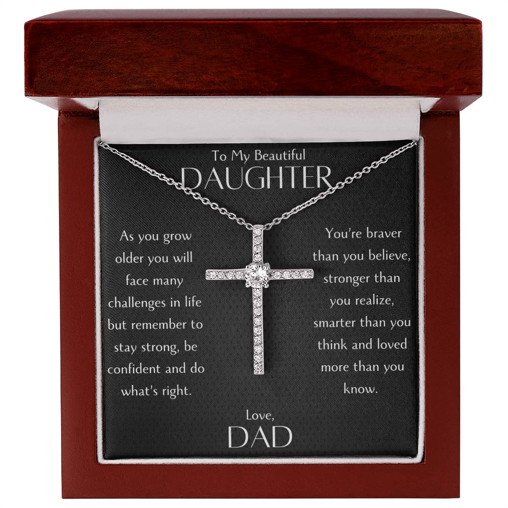 Radiant Cross Necklace for Daughter from Loving Dad