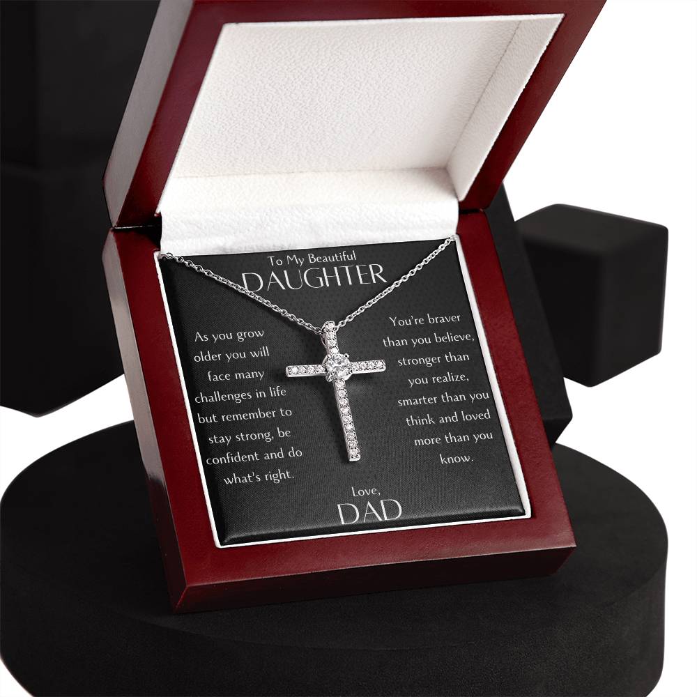 Radiant Cross Necklace for Daughter from Loving Dad