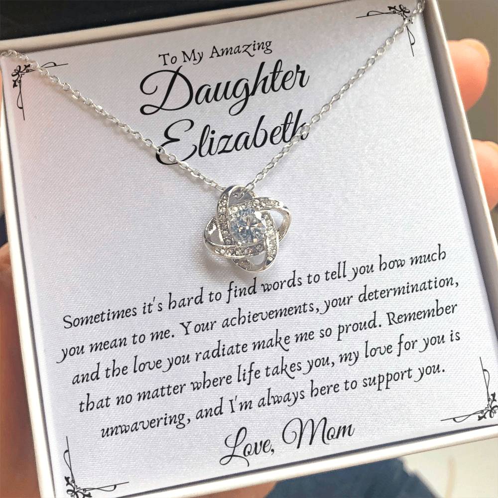 Personalized Love Knot Necklace for Daughter