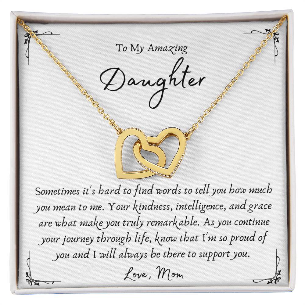 Interlocking Hearts Necklace for Amazing Daughter from Proud Mom