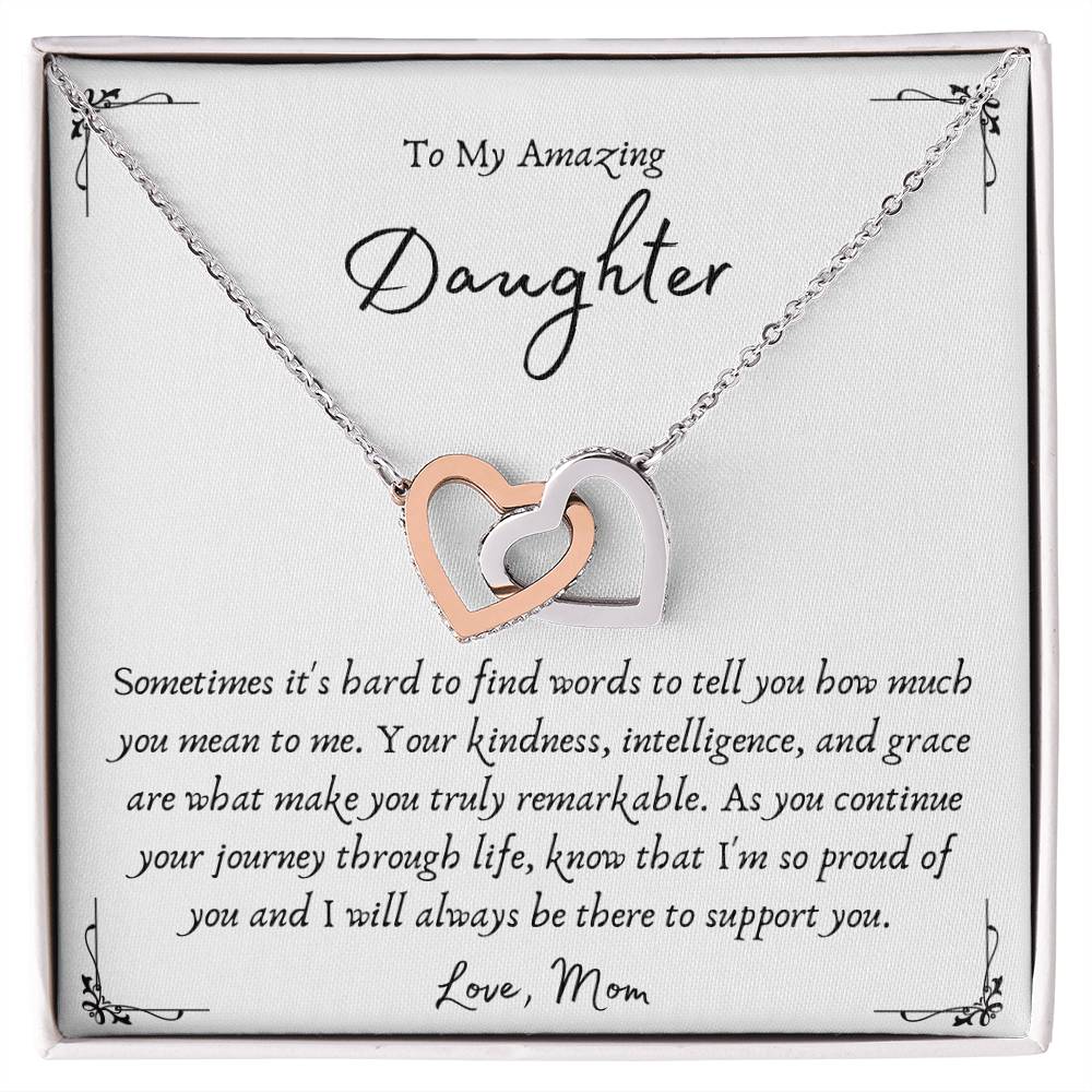 Interlocking Hearts Necklace for Amazing Daughter from Proud Mom