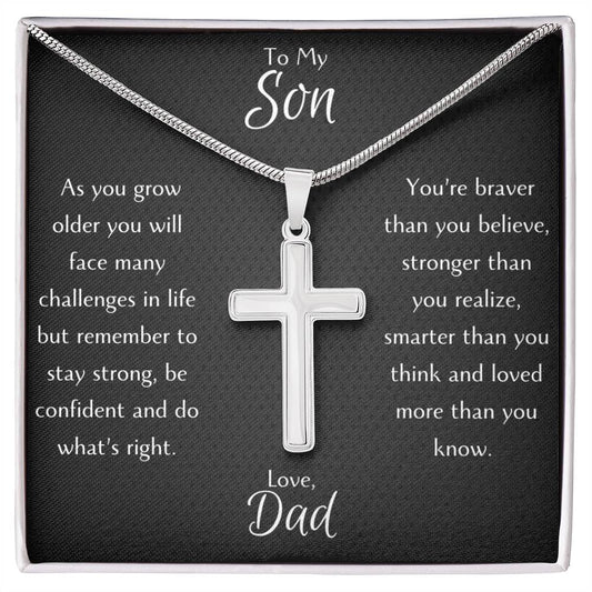 To My Son Cross Necklace From Dad