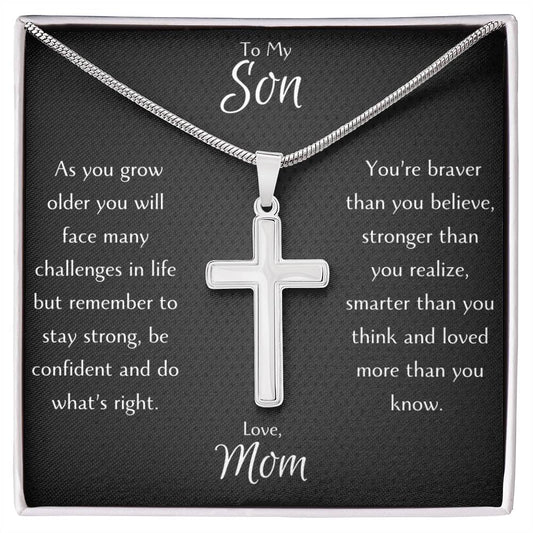 To My Son Cross Necklace From Mom