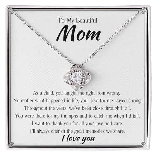 Beautiful Mom Love Knot Necklace