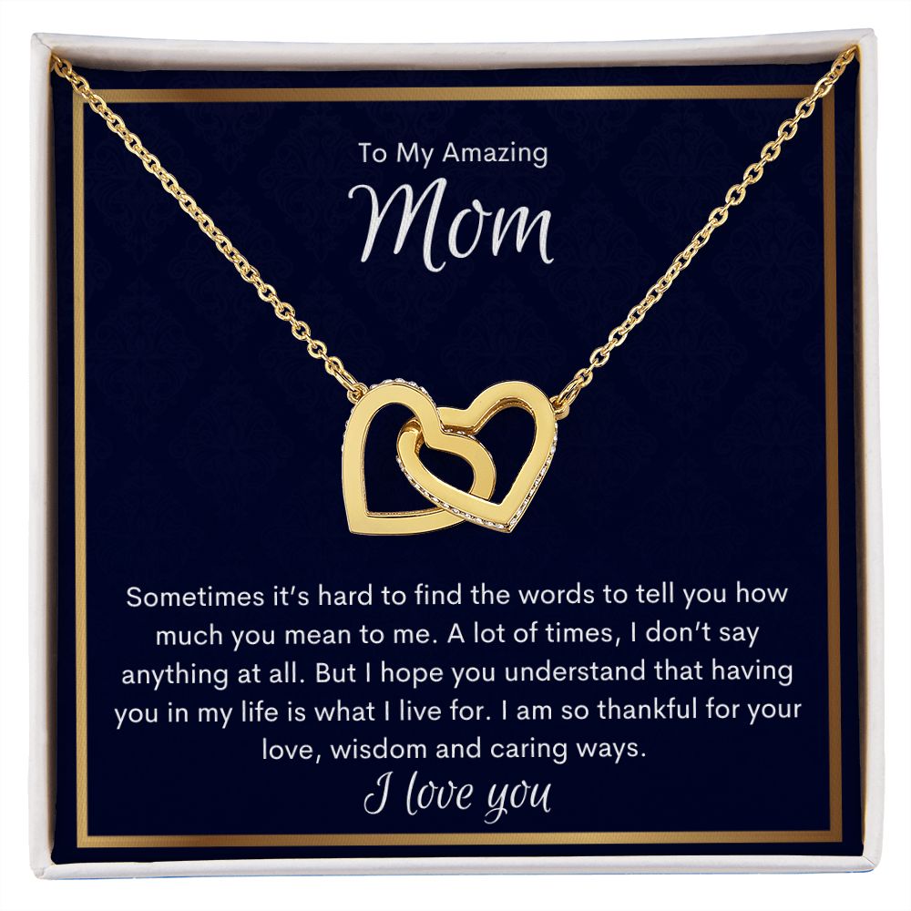 Amazing Mom Interlocking Hearts Necklace