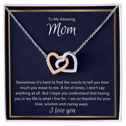 Amazing Mom Interlocking Hearts Necklace