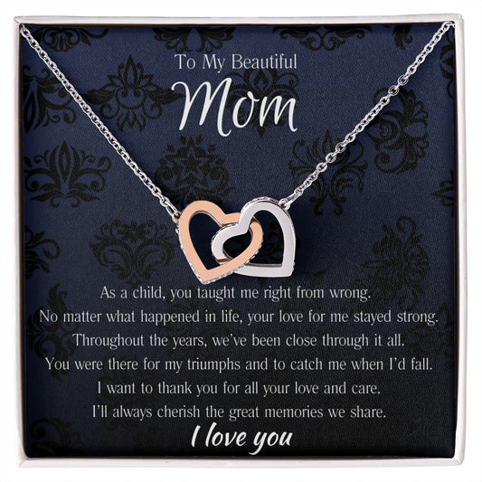 Beautiful Mom Interlocking Hearts Necklace
